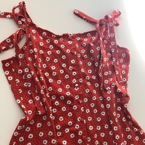 Red dress with White flowers
